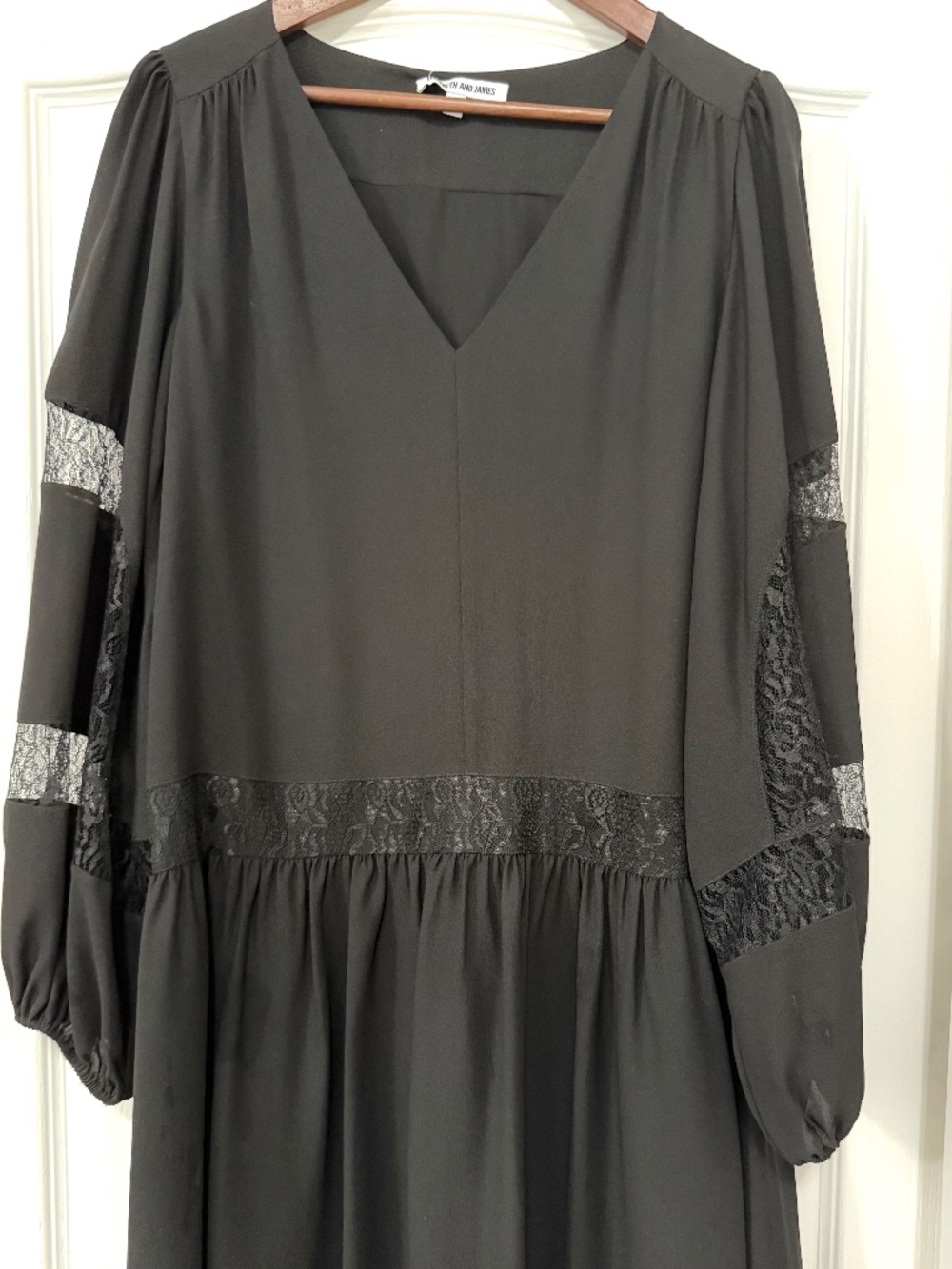 Elizabeth & James Black Leslie Lace-Trimmed Georgette Mini Dress - Size 8